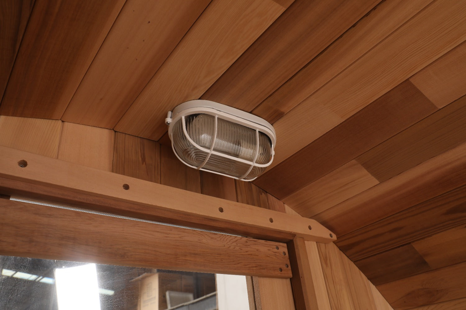 Blisspod Prague Series Barrel Sauna - 4 to 6 Person | Outdoor Canadian Red Cedar Steam Sauna with Full Glass Back