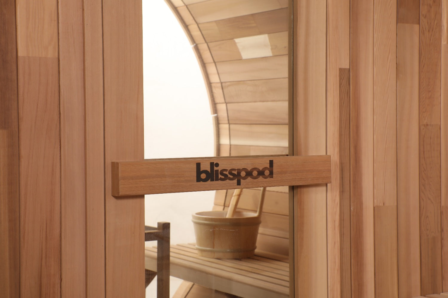 Blisspod Prague Series Barrel Sauna - 4 to 6 Person | Outdoor Canadian Red Cedar Steam Sauna with Full Glass Back