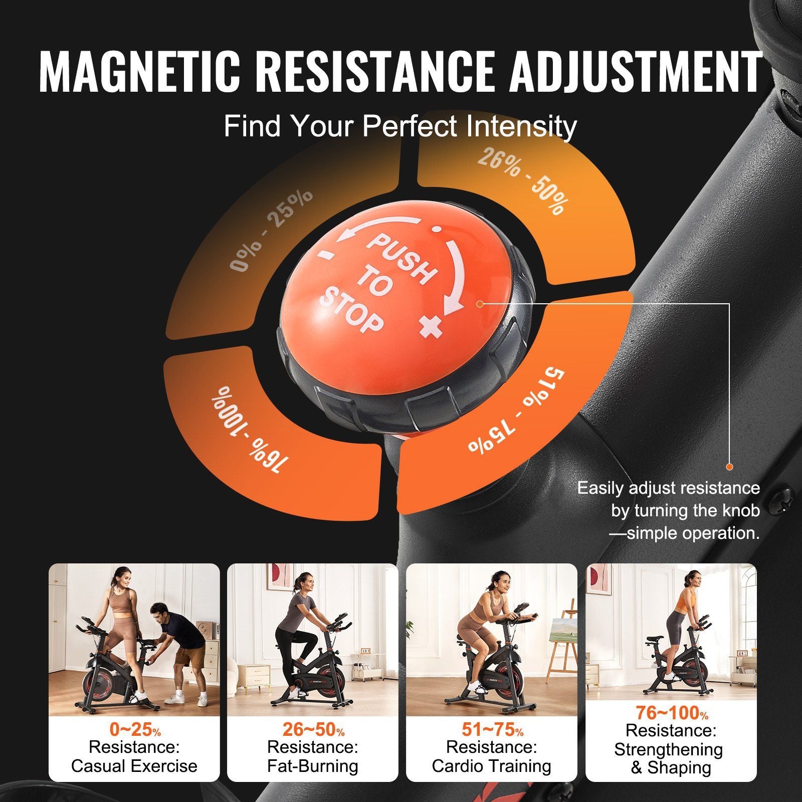 Vevor Adjustable Magnetic Resistance Stationary Bike, Indoor Cycling Bike for Home Cardio, Workout Bike with Silent Belt Drive, Comfortable Seat Cushion, LCD Monitor, and Heavy Flywheel