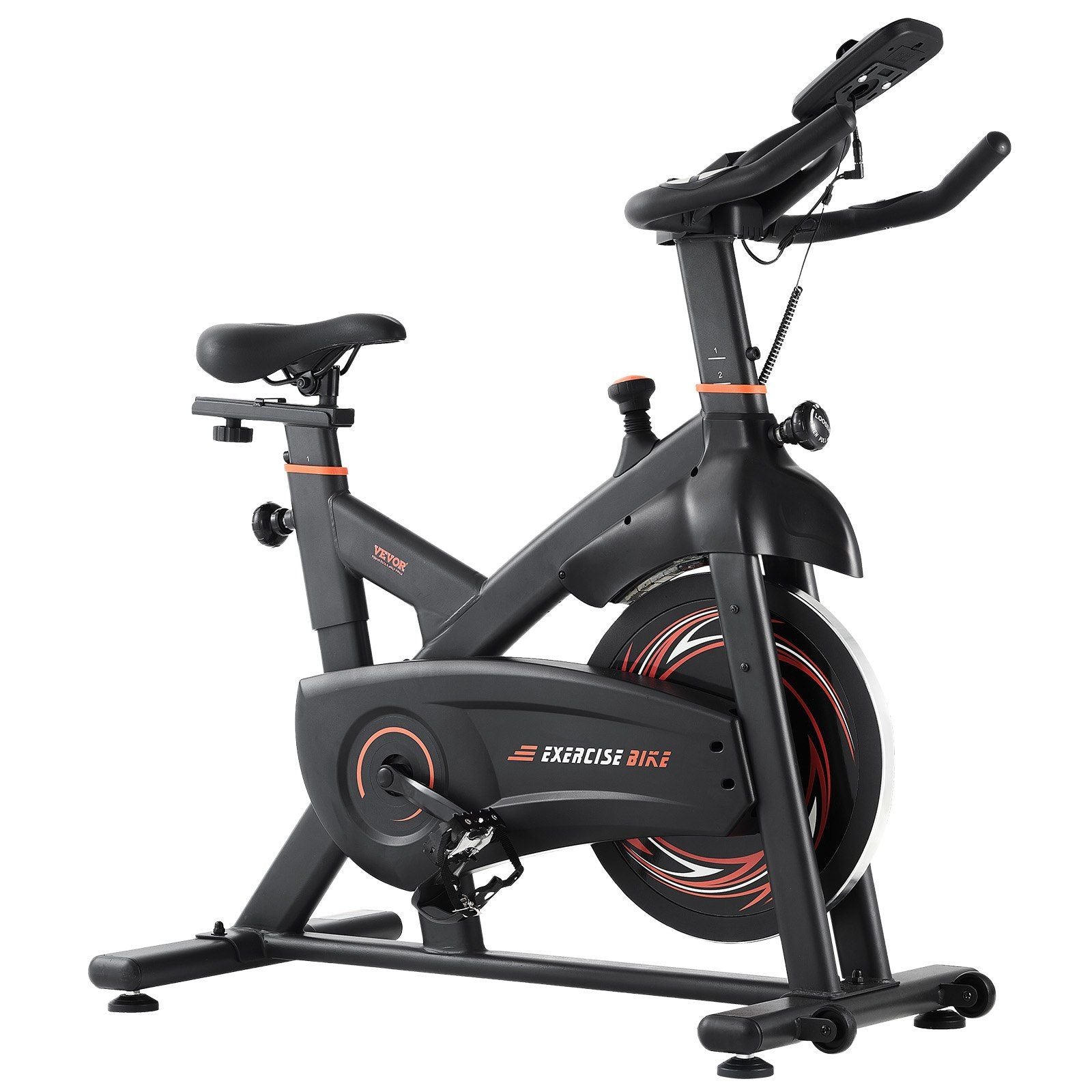 Vevor Adjustable Magnetic Resistance Stationary Bike, Indoor Cycling Bike for Home Cardio, Workout Bike with Silent Belt Drive, Comfortable Seat Cushion, LCD Monitor, and Heavy Flywheel