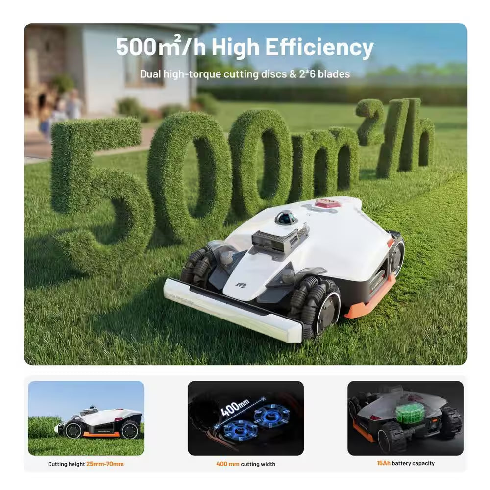 LUBA 3 AWD 5000 16 In. 360° Lidar Robot Lawn Mower (1-1/4 Acre), Adjustable Cutting Height (1 In. - 2.7 In.) AI Vision