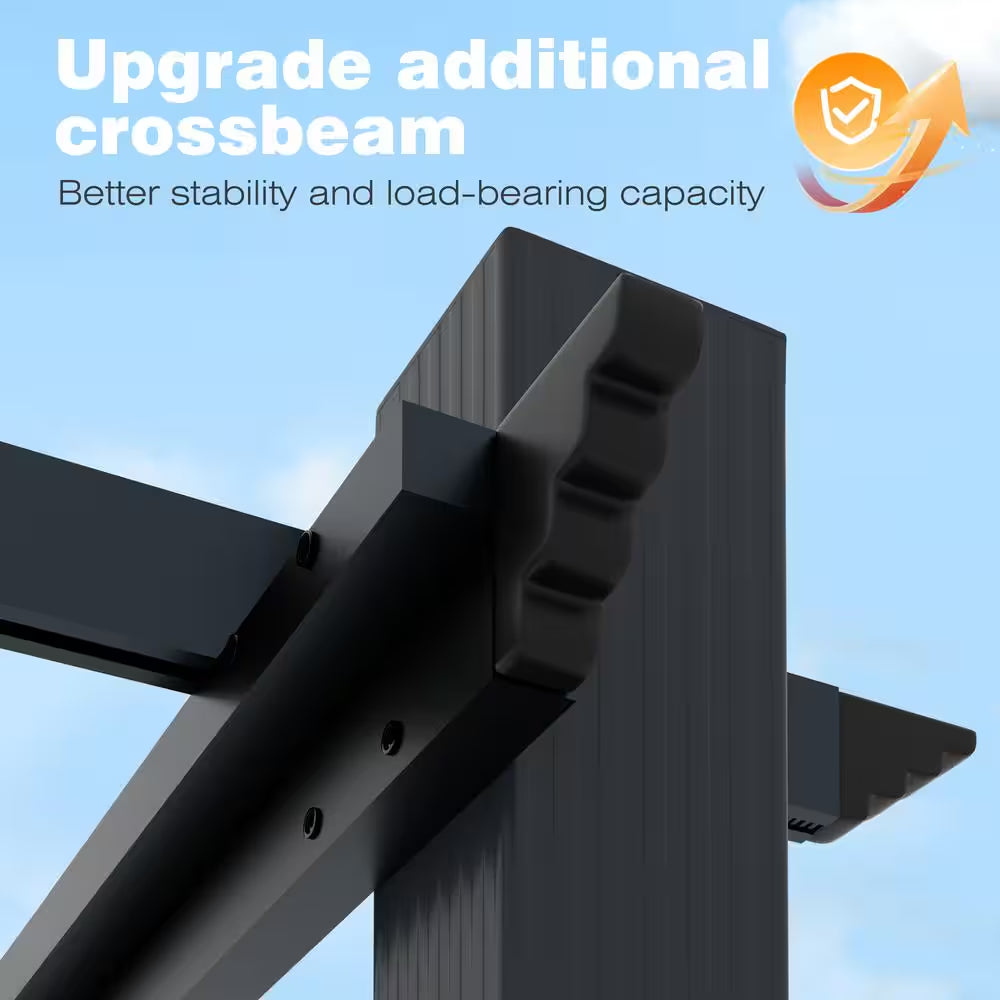 16 Ft. W X 12 Ft. D Aluminum Pergola Outdoor with Dark Gray Retractable Canopy