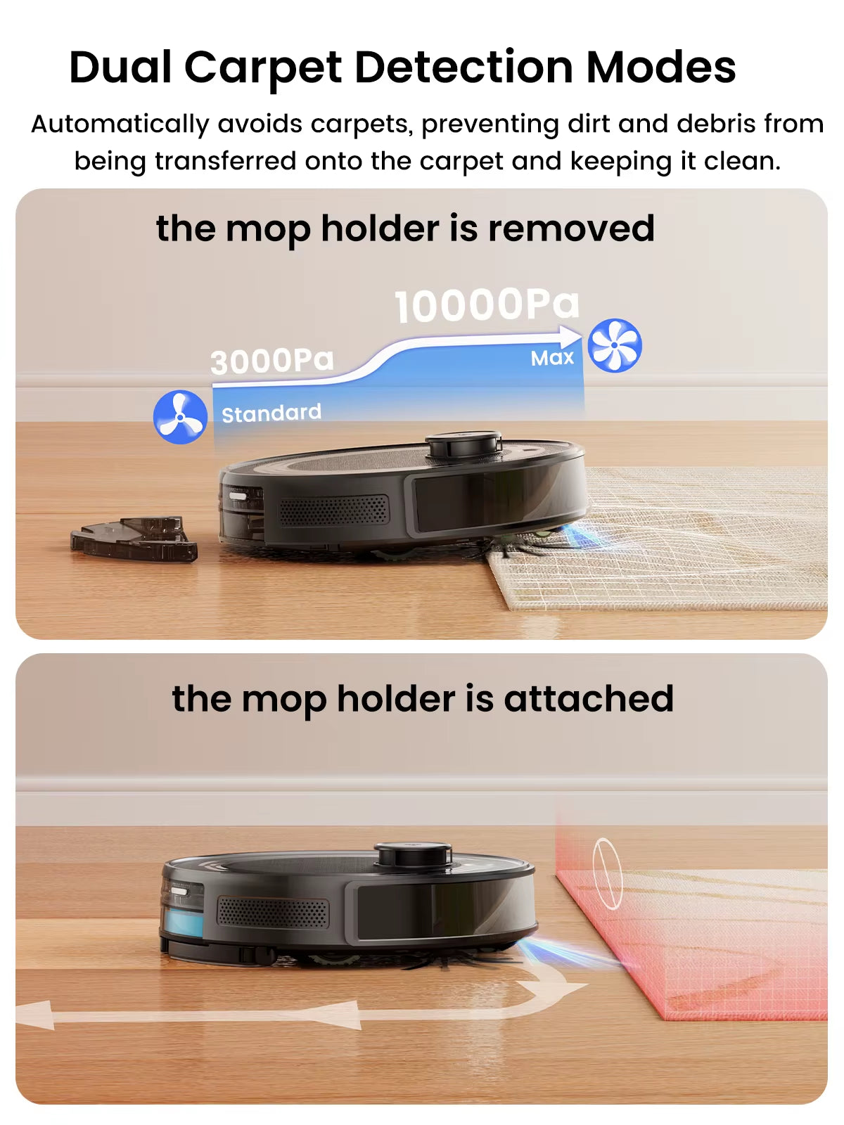 Robot Vacuum Cleaner with Automatic Emptying M2S Pro,10000Pa, 240 Minutes, Laser Navigation DTOF, Ideal for Pet Hair