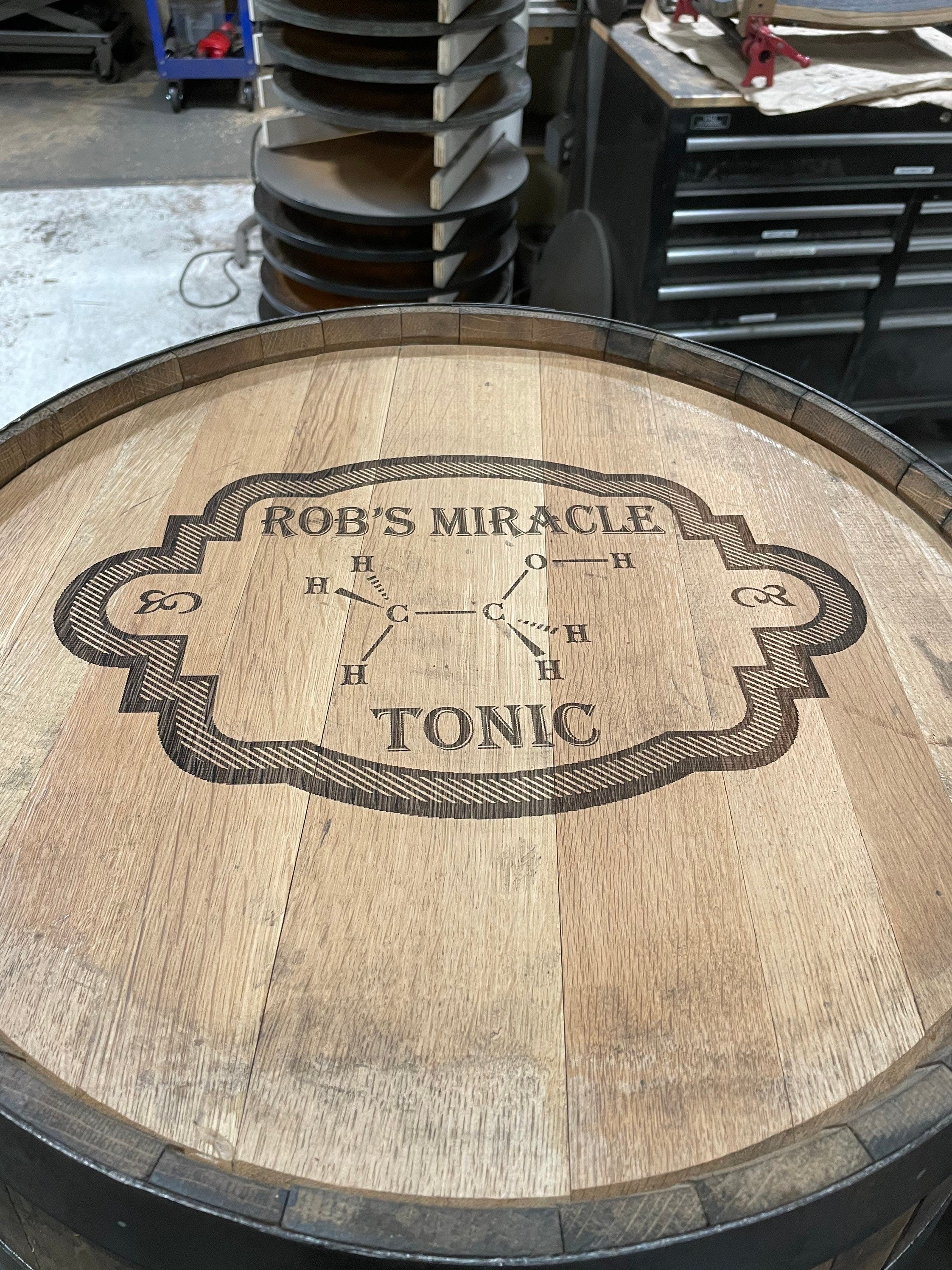 Whiskey Barrel Pool/Billiards Cabinet with LED Lighting